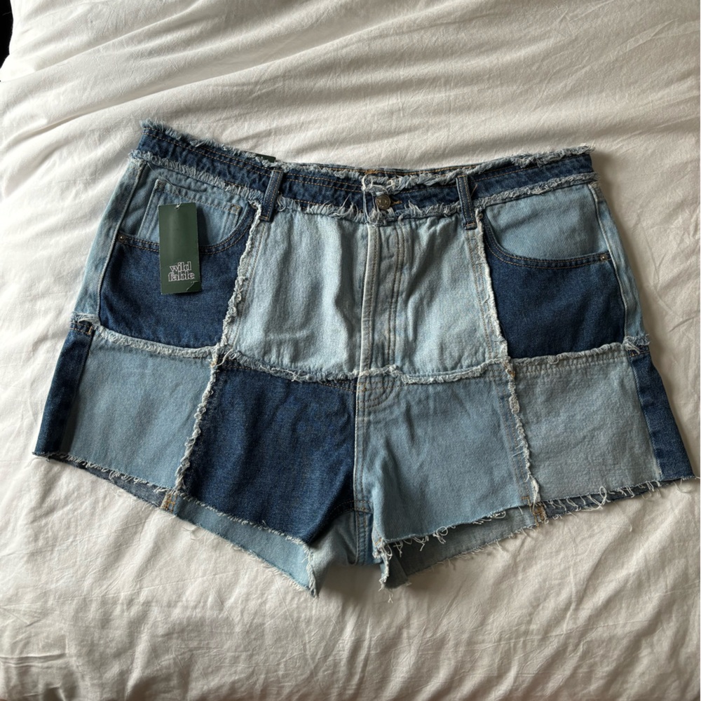 Wild Fable Patchwork Jean Shorts - Blue Mix